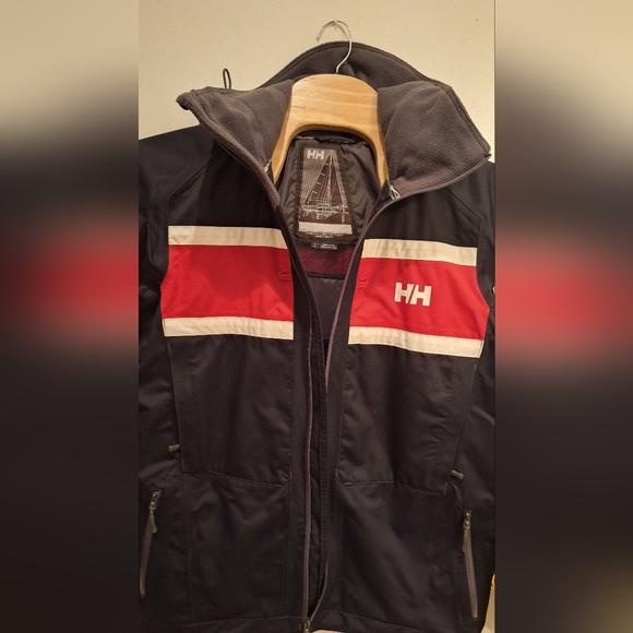 Helly Hansen Crew Hooded Women's  Large Jacket Black Red White Waterproof, HH - Picture 4 of 11